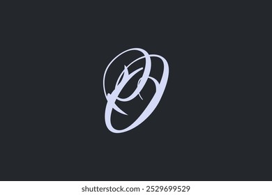 Letras blancas del logotipo de la letra O de la caligrafía aisladas sobre fondo negro.