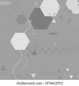 White Calm Monochorome Vector Illustration. White Gray Shadows Modern Art Pattern. Monochorome Black Modern Style Simple Hipster Art. Pastel Black Calm Grey Digital Geometrical Art Illustration.