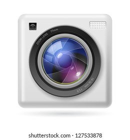 White Camera icon Lens. Illustration on white background