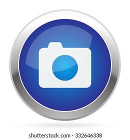 White Camera icon on blue web app button