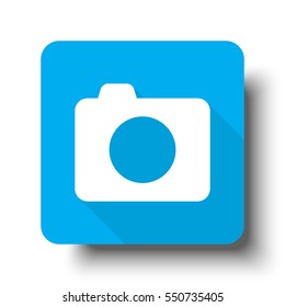 White Camera icon on blue web button