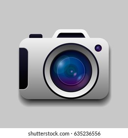 White camera vector icon isolated vector illustration.