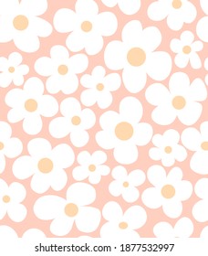 White camomile vector seamless pattern simple floral illustration