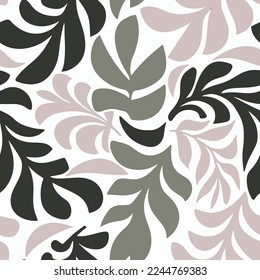 White Camouflage Decoration Hawaiin Blossom Set Background. Green Repeated Exotic Beauty Hawaiian Artwork Vector. Black Seamless Tropical Palm Leaves Wallpaper.