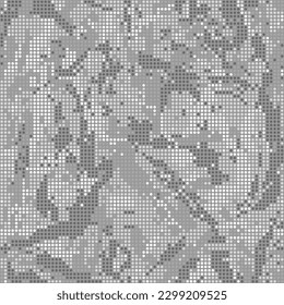 White camouflage of the LED screen. Urban camo halftone dots texture. Military seamless pattern. Digital background. Vector