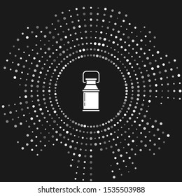 White Can container for milk icon isolated on grey background. Abstract circle random dots. Vector Illustration