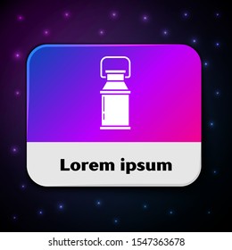 White Can container for milk icon isolated on black background. Rectangle color button. Vector Illustration