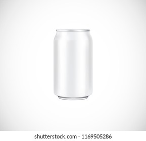 White can front view. Can vector visual 330 ml. For beer, lager, alcohol, soft drinks, soda advertising.