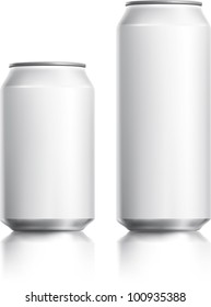 White can vector visual 330 ml & 500 ml, ideal for beer, lager, alcohol, soft drinks, soda, fizzy pop, lemonade, cola, energy drink, juice, water etc. Drawn with mesh tool. Fully adjustable & scalable