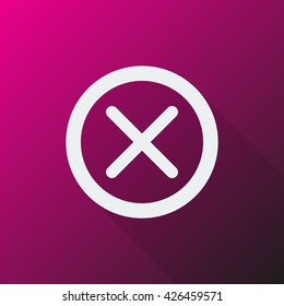 White Cancel icon on pink background