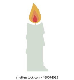 White Candle icon. Fire flame light decoration theme. Isolated design. Vector illustration