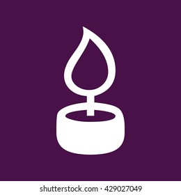 White candle icon vector illustration. Purple background