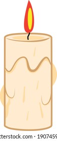 Weiße Kerze, Illustration, Vektorgrafik auf weißem Hintergrund.