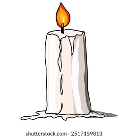 Vela blanca para la iluminación cuando las luces se apagan