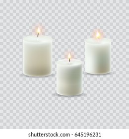 White candles isolated. Set - vector stock.