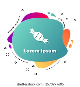 White Candy icon isolated on white background. Abstract banner with liquid shapes. Vector Illustration