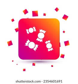 White Candy icon isolated on white background. Square color button. Vector Illustration