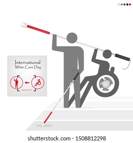 White cane day and international day on crosswalk; help take care of the blind.Vector