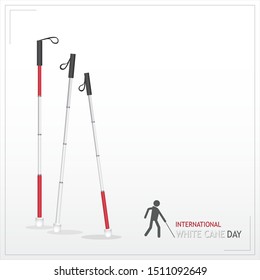 White cane and international day october day concept banner: help take care of the blind.Vector