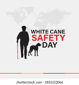 White Cane Safety Day. 15 October. Realistic illustration of white cane day vector concept banner for web design.