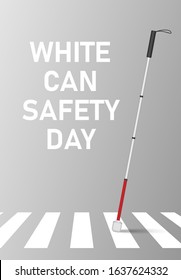 White cane safety day concept banner. Realistic illustration of white can safety day vector concept banner for web design