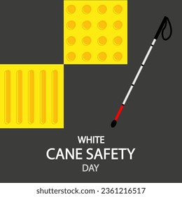 White cane safety day guiding block for pedestrian, vector art illustration.