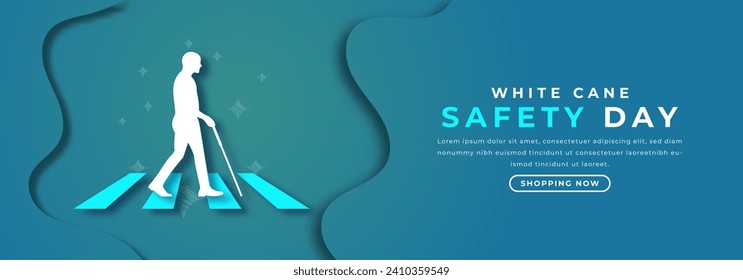 White Cane Safety Day Paper cut style Vector Design Illustration for Background, Poster, Banner, Advertising, Greeting Card