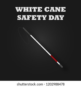 White cane safety day with stick and red striped for disabled people. Blind and disability concept. Vector illustration background