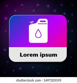 White Canister for gasoline icon isolated on black background. Diesel gas icon. Rectangle color button. Vector Illustration