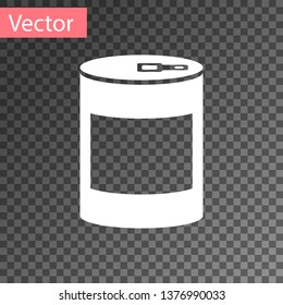White Canned food icon isolated on transparent background. Food for animals. Pet food can. Vector Illustration