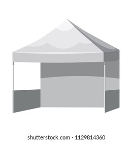 White canopy or tent, vector illustration. Promotional Outdoor Canoby Event Trade Show Pop-Up Tent Mobile Marquee. Mockup for your design.
