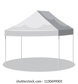 White canopy or tent, vector illustration. Promotional Outdoor Canoby Event Trade Show Pop-Up Tent Mobile Marquee. Mockup for your design.