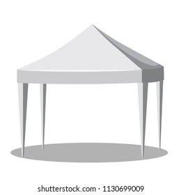White canopy or tent, vector illustration. Promotional Outdoor Canoby Event Trade Show Pop-Up Tent Mobile Marquee. Mockup for your design.