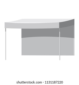 White canopy or tent, vector illustration. Promotional Outdoor Canoby Event Trade Show Pop-Up Tent Mobile Marquee. Mockup for your design.