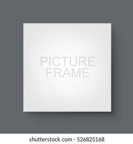 White canvas frame on gray background. Vector illustration.