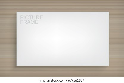 White canvas frame for painting art with wood wall. Vector illustration.