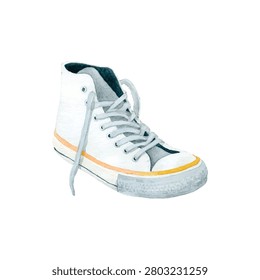 white canvas sneaker with teal interior and orange trim visible