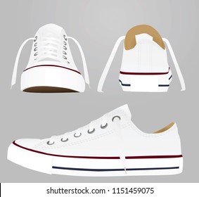 White Canvas Snickers. Vector Illustration