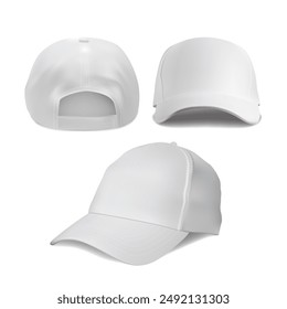 White cap in different angles. Vector illustration