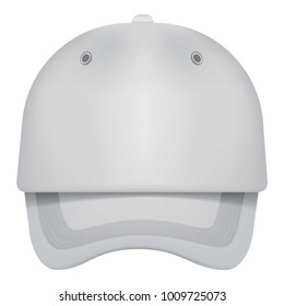 White cap front view mockup. Realistic illustration of white cap front view vector mockup for web