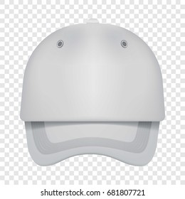 White cap front view mockup. Realistic illustration of white cap front view vector mockup for web