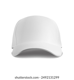 White cap front view. Vector illustration