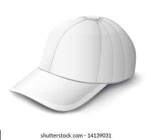 white cap isolated vector illustration on white background