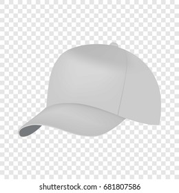 White cap side view mockup. Realistic illustration of white cap side view vector mockup for web