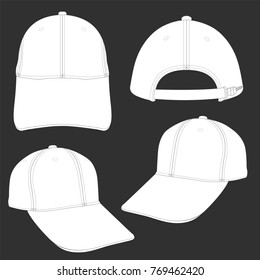 White Cap template using for fashion cloth design and assessorie for designer to make mock up or blue print in copany