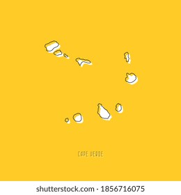 White CAPE VERDE country map with black outline on yellow background. Simple geographic territory template concept. Vector ilustration easy to edit and customize. EPS10