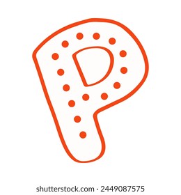 White capital letter R with red dots scattered around it on a gray background.