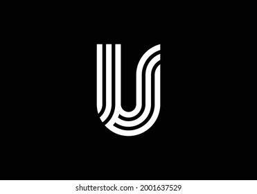White Capital Linien Letter U. Creative Line Letters Design, grafisches Alphabet Symbol für Logo, Poster, Einladung. Vektorgrafik