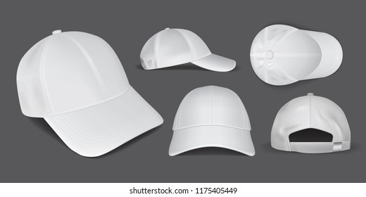 white caps from different sides on a black background