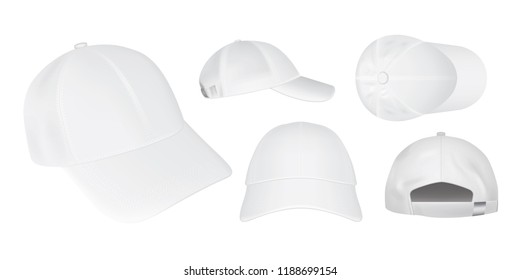 white caps from different sides on a white background Vector